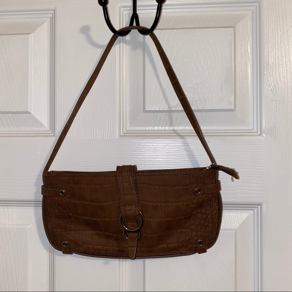 DKNY brown suede shoulder bag
